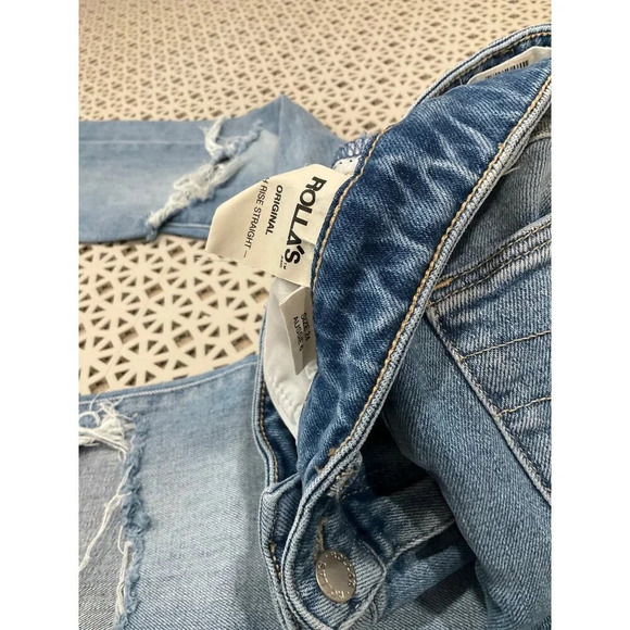 Rolla's Original Straight Bleeker Jeans in Vintage Blue 24 Womens Denim Pants - Picture 9 of 14